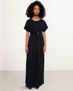 Sunday Dress Long With Short Sleeves Black