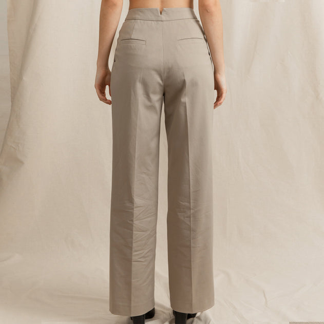 Swipe Pleated Cotton Stretch Pants Long