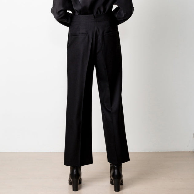 Swipe Wide Wool Pants Black