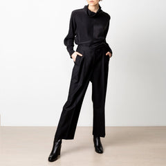 Swipe Wide Wool Pants Black