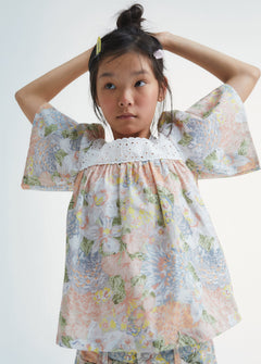 Silver Kid's Blouse Floral