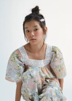 Silver Kid's Blouse Floral