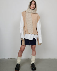 Radvilaitė Wool Hooded Scarf Beige