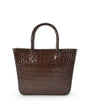 LEANDRA - Croco Engraved Leather Trapeze Bag Dark Brown, image no.2
