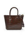 LEANDRA - Croco Engraved Leather Trapeze Bag Dark Brown, image no.1