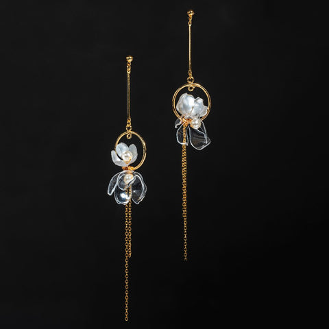 Upcycled Long Drop Flower Earrings