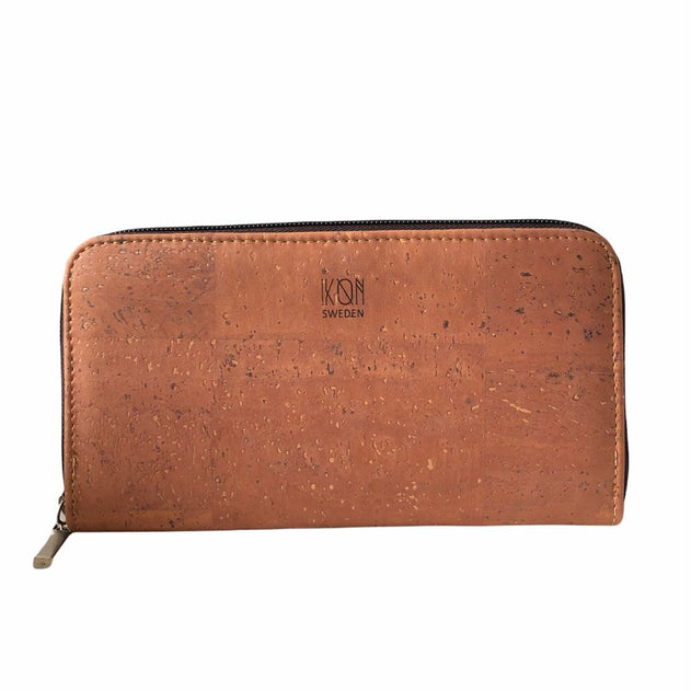 Cork Leather Zip Wallet Rosy Brown