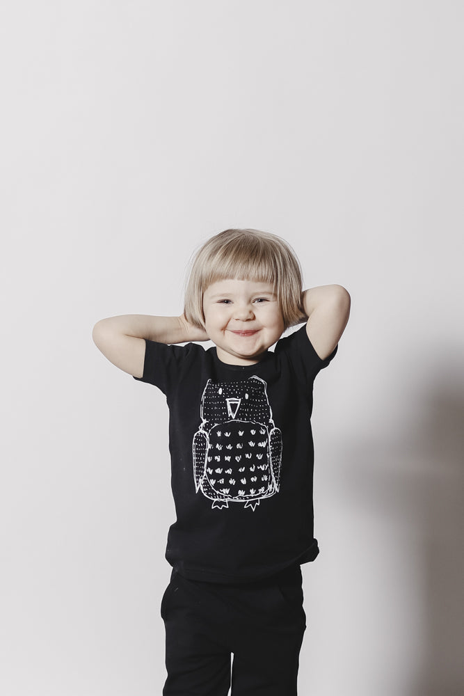 Kids' Owl T-Shirt Black