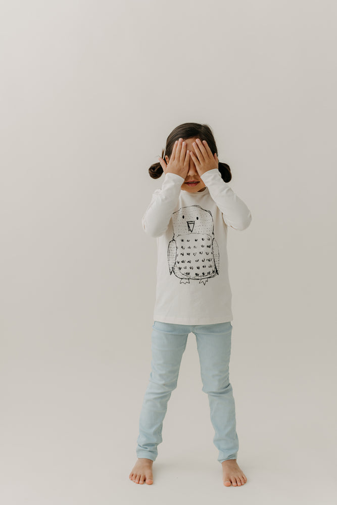 Long Sleeve Owl Shirt Natural White