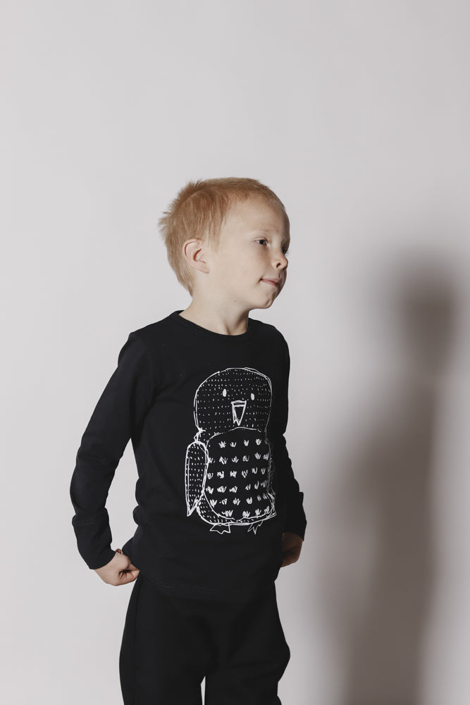 Aarrelabel - Long Sleeve Owl Shirt Black