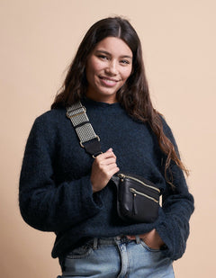 Beck's Bum Bag Black Checkered Stromboli Leather