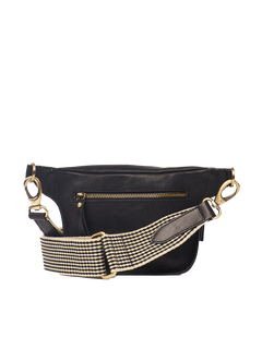 Beck's Bum Bag Black Checkered Stromboli Leather