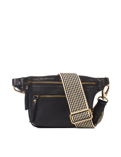 Beck's Bum Bag Black Checkered Stromboli Leather