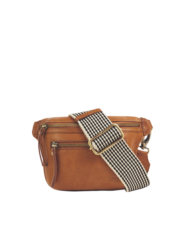 Beck's Bum Bag Cognac Checkered Stromboli Leather