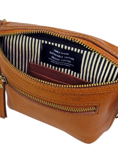 Beck's Bum Bag Cognac Checkered Stromboli Leather