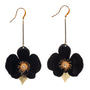 Upcycle with Jing - Leafy Butterfly Orchid Drop Earrings Black, image no.2