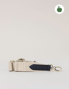 Herringbone Webbing Strap Apple Leather Black