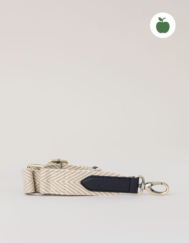 Herringbone Webbing Strap Apple Leather Black