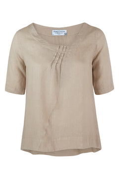 Linen Loose Fit Blouse With Pleats