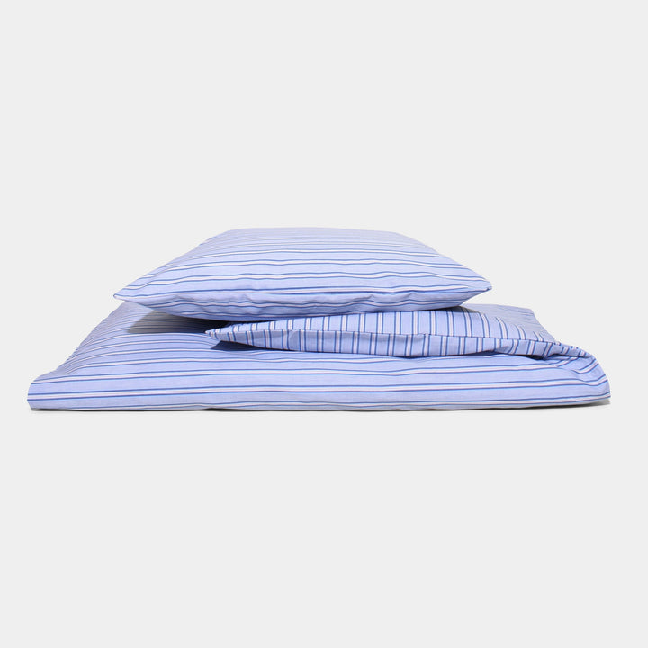 Homehagen - Cotton Percale Baby/Junior Bedding Set Blue Shirt Stripe