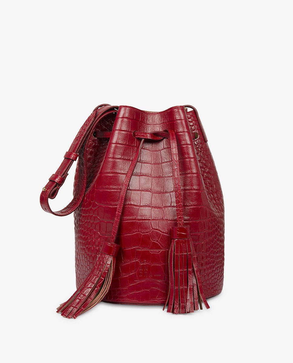 Leandra Bucket Bag Croco Red