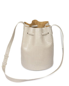 Leandra Bucket Bag Croco Soft Pearl