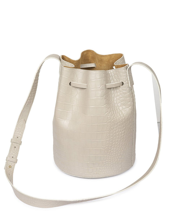 LEANDRA - Leandra Bucket Bag Croco Soft Pearl