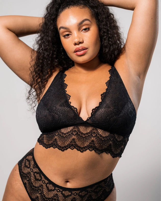 Lace Plunge Bralette Top Saboteur Black