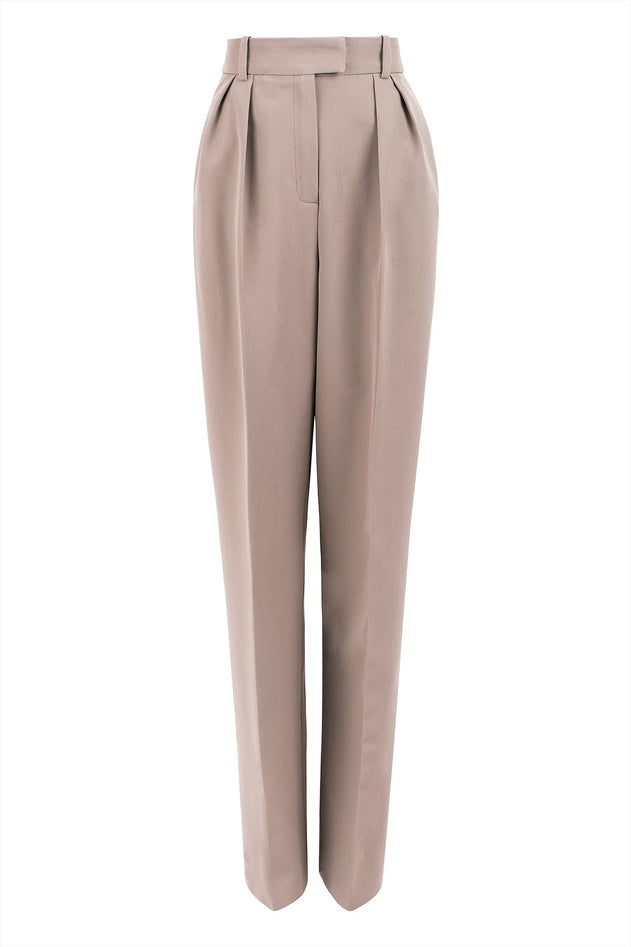 Magda High-Waist Trousers Taupe