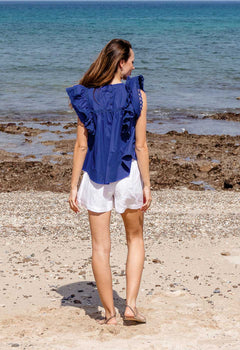 Calm And Logic Decorated Ruffle Top