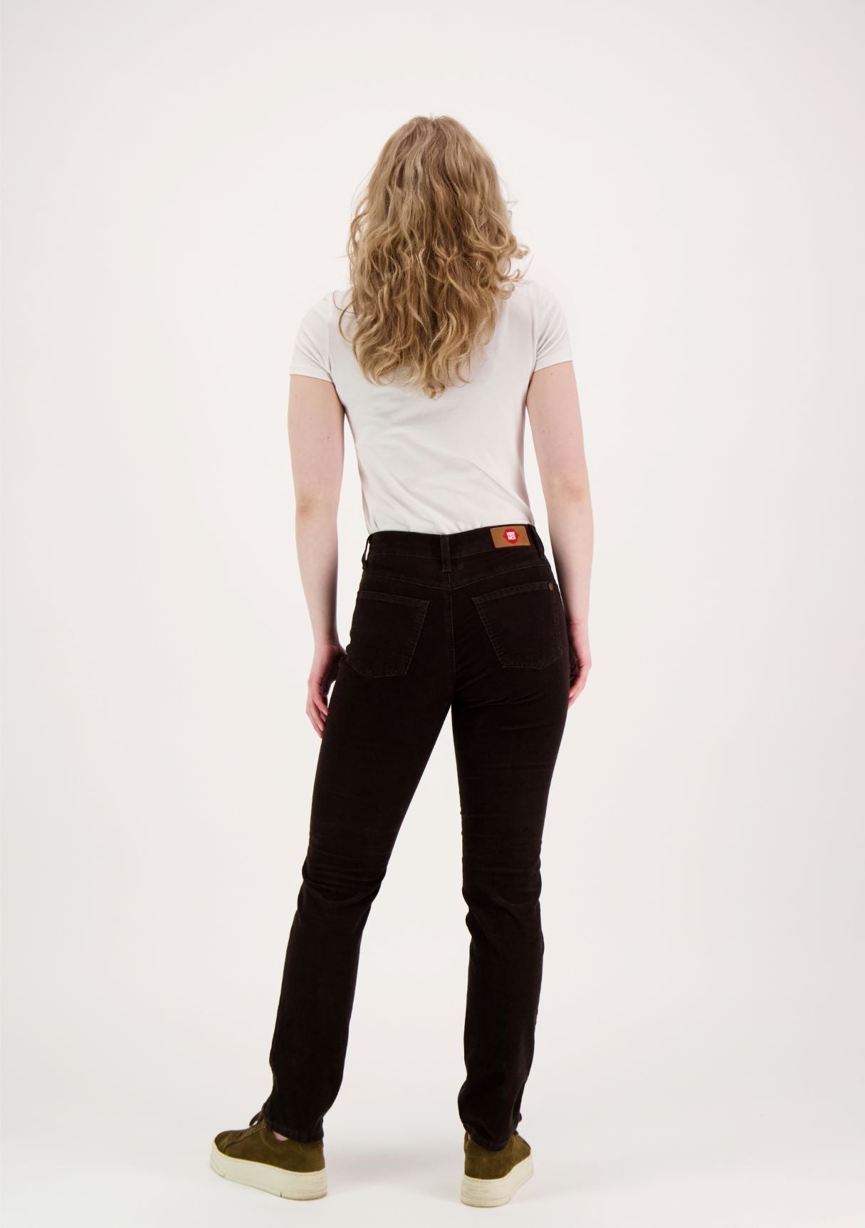 Caramel Slim Leg Velvet Pants Dark Brown