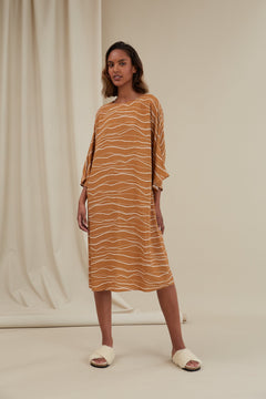 Catherine Loose Fit Pattern Dress Nougat