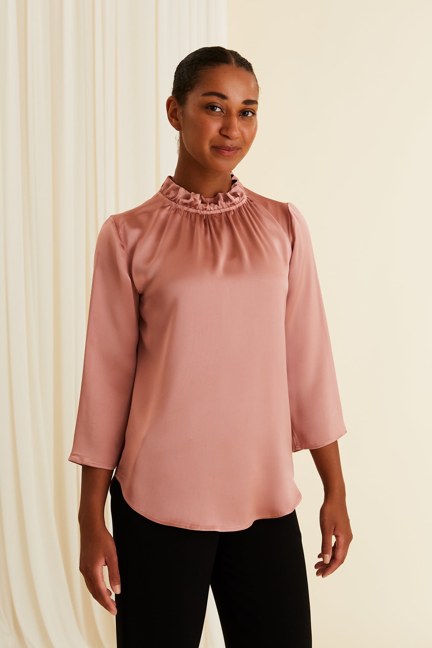 Darlyn High Collar Blouse Frosted Pink