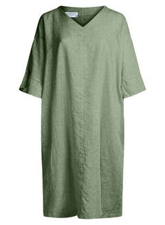 Loose Fit Ruffled Sleeves Linen Dress