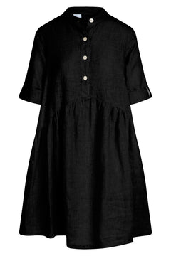 Mini Length Linen Dress With Buttons