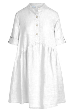 Mini Length Linen Dress With Buttons