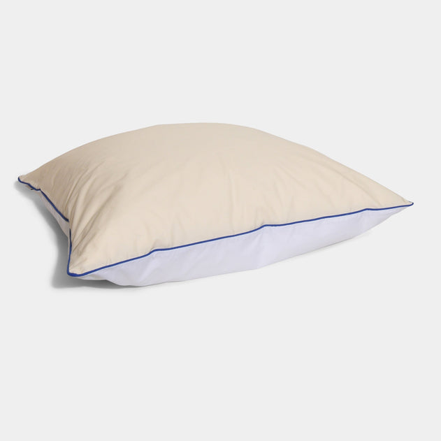 Cotton Percale Pillowcase Cream-White & Cobalt Piping