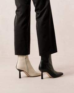 Frappe Leather Ankle Boots Bicolor Black Cream