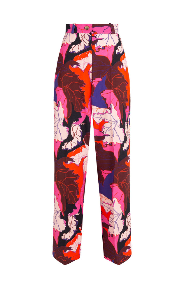 Furmint High Waisted Chinos Pink Leaves