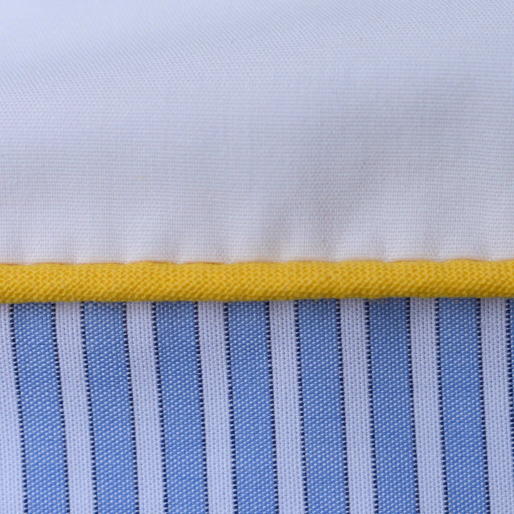 Homehagen - Cotton Percale Duvet Cover Set Light Blue Stripe & Yellow Piping