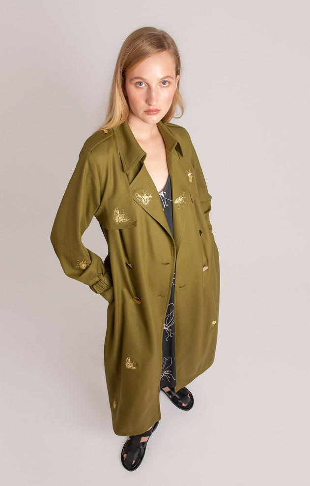 Glossata Trench Coat Stink Bugs Olive Green