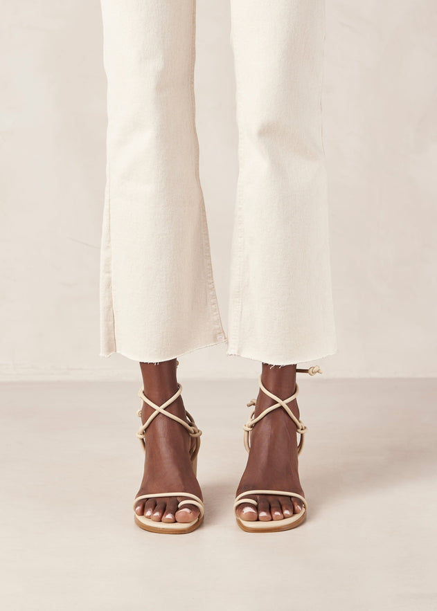 Grace Corn Leather Sandals Cream White