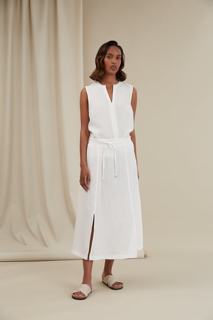 Voglia - Greta Linen Skirt White