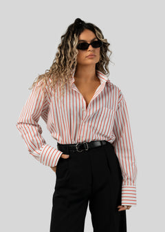 The Boyfriend Shirt Red & White Stripes