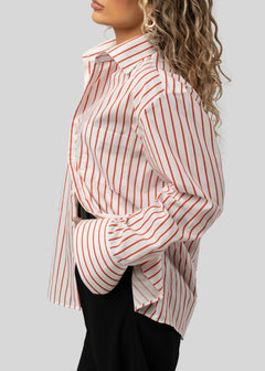 The Boyfriend Shirt Red & White Stripes