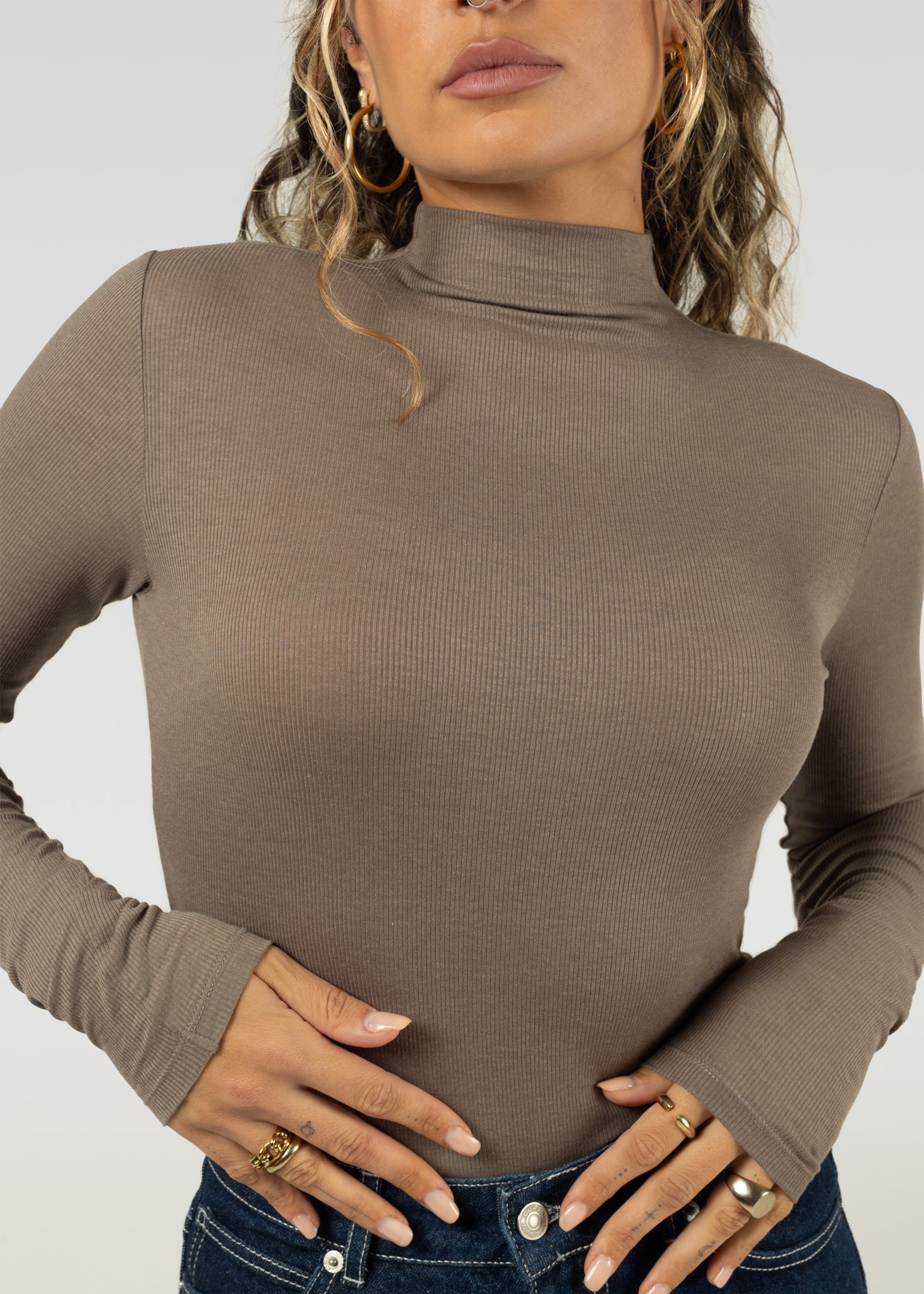 Taupe deals turtleneck top