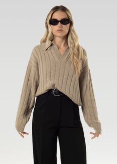 Henry Wool Cashmere Sweater Mocha Beige