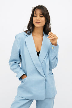 Havana Oversized Blazer Light Blue