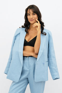 Havana Oversized Blazer Light Blue