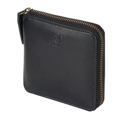 Apple Leather Small Zip Wallet Black